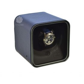 Scatola del Tempo Navy Blue BE1 Leather Clear Glass Watch Winder